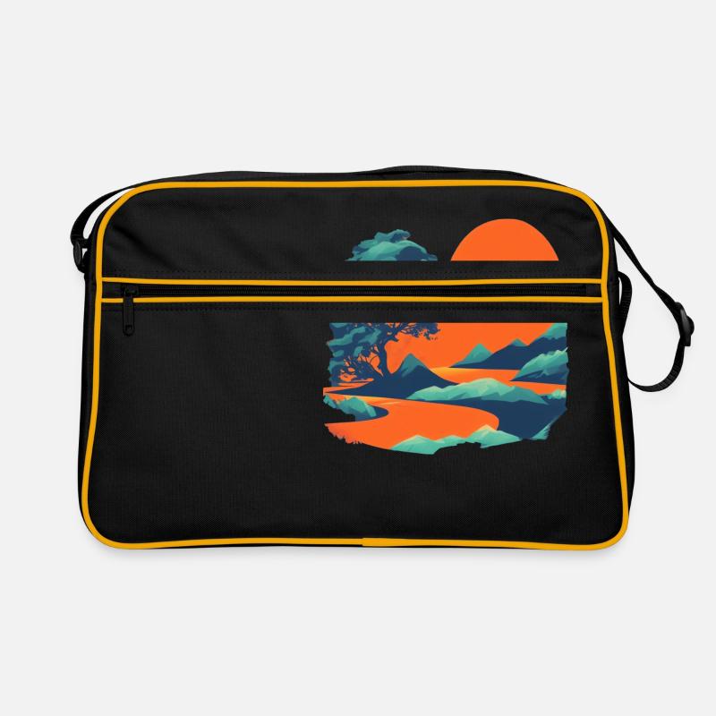 Ein Baum - Retro Tasche - Schwarz/Gold