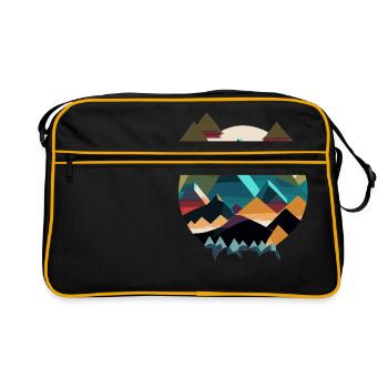 Bunte Bergwelten - Retro Tasche - Schwarz/Gold - Vorne
