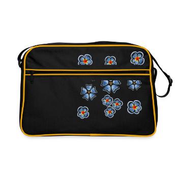 Little Cute Blue Flowers - Retro Bag - black/gold - Front
