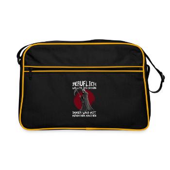 Beruflich wollte ich Menschen machen Sensenmann - Retro Tasche - Schwarz/Gold - Vorne