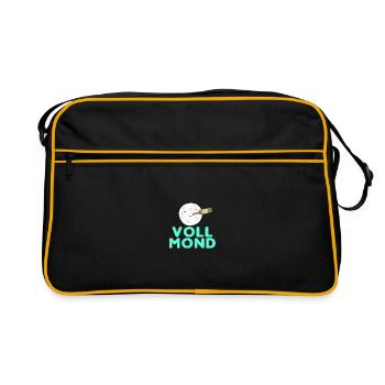 Vollmond, voller Mond - Retro Tasche - Schwarz/Gold - Vorne