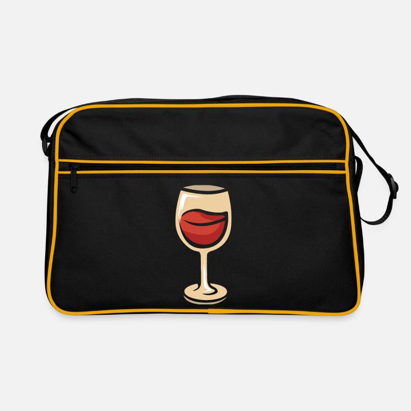 wine glass with red lips Retro Bag