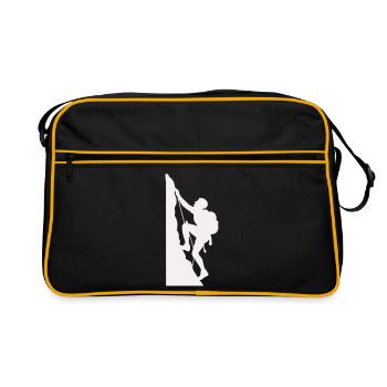 Klettersilhouette am Felsen - Retro Tasche - Schwarz/Gold - Vorne