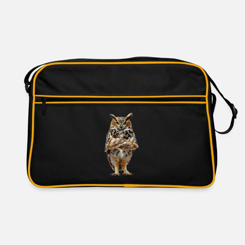 Eule - Retro Tasche - Schwarz/Gold