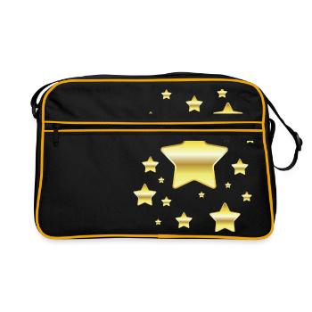 Des étoiles dans un look doré simulé - Sac Retro - noir/or - Devant