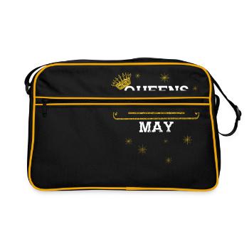 queens born MAY - Retro Tasche - Schwarz/Gold - Vorne