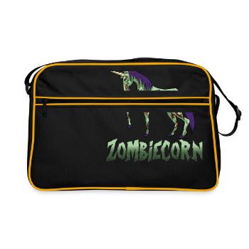 Halloween Einhorn untot Zombie lustig Geschenk - Retro Tasche - Schwarz/Gold - Vorne