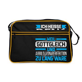 RENE - Gottgleich Geschenk - Retro Tasche - Schwarz/Gold - Vorne