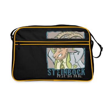 Sternzeichen - Steinbock - Retro Tasche - Schwarz/Gold - Vorne
