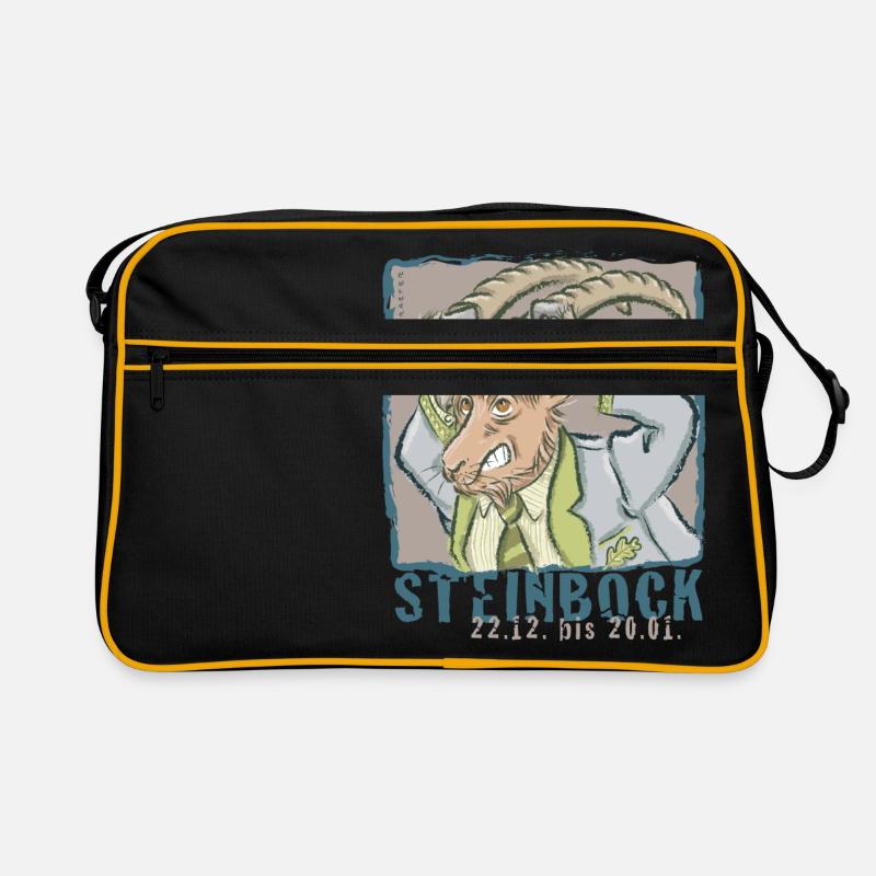 Sternzeichen - Steinbock - Retro Tasche - Schwarz/Gold