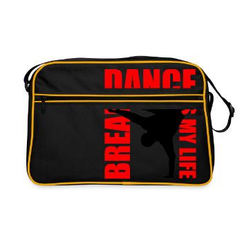 break dance is my life - Retro Tasche - Schwarz/Gold - Vorne