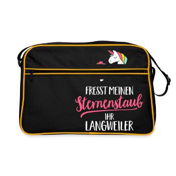 Fresst meinen Sternenstaub ihr Langweiler - Retro Tasche - Schwarz/Gold - Vorne