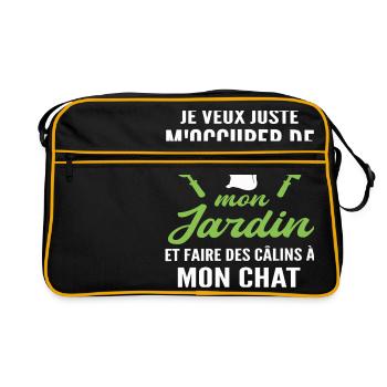m'occuper de mon jardin - humour jardinier chat - Sac Retro - noir/or - Devant