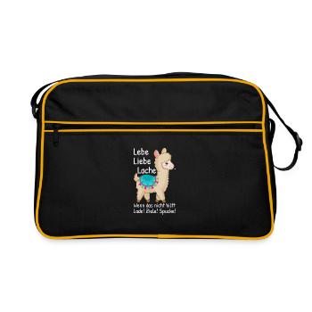 Lebe Liebe Lache wenn das nicht Alpaka Sprüche - Retro Tasche - Schwarz/Gold - Vorne