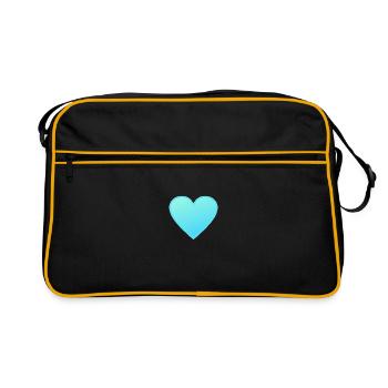 Heart - blue light - Retro Bag - black/gold - Front