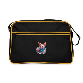 Chat Sphynx pour les amoureux des chats - Sac Retro - noir/or - Devant