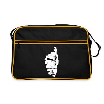 Segelboot Insel Korsica Sailboat Corsica France - Retro Tasche - Schwarz/Gold - Vorne