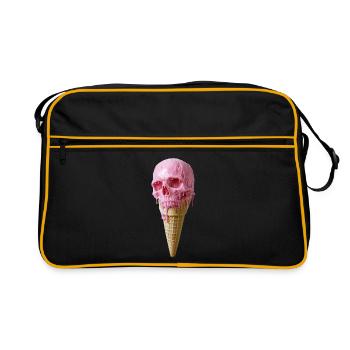 Art de crâne rose sur glace - Sac Retro - noir/or - Devant