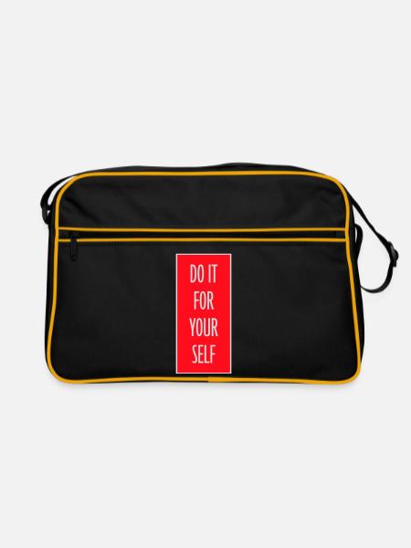 Do It For Yourself Inspirierend Selbstliebe Zitat - Retro Tasche - Schwarz/Gold - Vorne