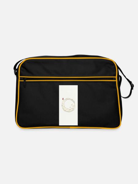 Lächelnder Zen Enso Kreis - Retro Tasche - Schwarz/Gold