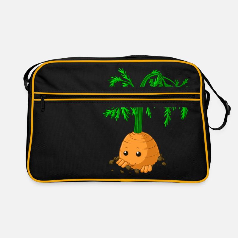 Schüchterne Comic Karotte - Retro Tasche - Schwarz/Gold