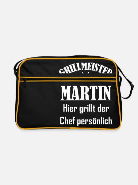 Grillmeister Martin - Retro Tasche - Schwarz/Gold - Vorne