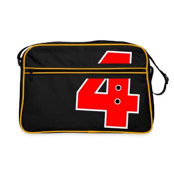 Nummer 4 Rot - Retro Tasche - Schwarz/Gold - Vorne