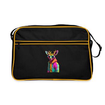 Cerf avec lunettes de soleil Coloré Cool Deer Forest Animal - Sac Retro - noir/or - Devant