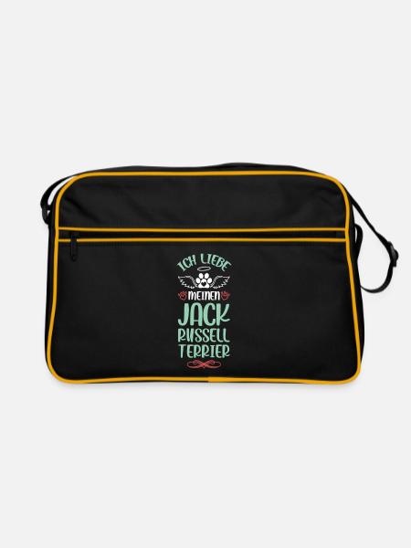 I love my Jack Russell Terrier - Retro Bag - black/gold - Front
