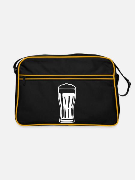 Glas Bier Bierglas Geschenk Biertrinker - Retro Tasche - Schwarz/Gold