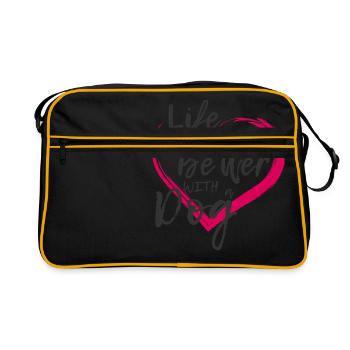 La vie est meilleure avec un chien | Vêtements pour animaux - Sac Retro - noir/or - Devant
