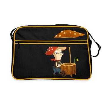 pilze mushrooms fungi veggie gemuese vegetables131 - Retro Tasche - Schwarz/Gold - Vorne