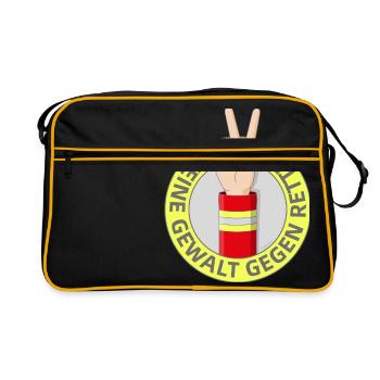 Keine Gewalt gegen Retter - Retro Tasche - Schwarz/Gold - Vorne