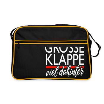 große klappe - viel dahinter - Retro Tasche - Schwarz/Gold - Vorne