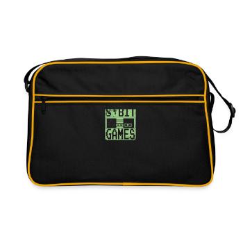 8 bit retro 80 er Gaming T-Shirt - Retro Tasche - Schwarz/Gold - Vorne
