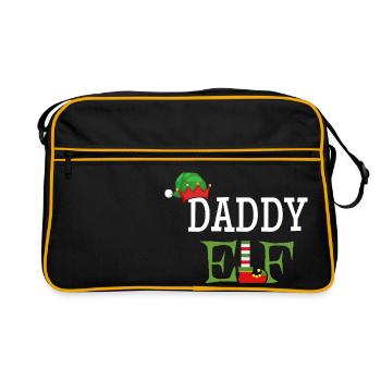 Daddy Elf - Papa der Weihnachts-Elf - Retro Tasche - Schwarz/Gold - Vorne