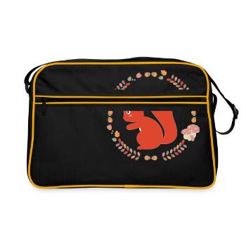 Eichhörnchen - Retro Tasche - Schwarz/Gold - Vorne