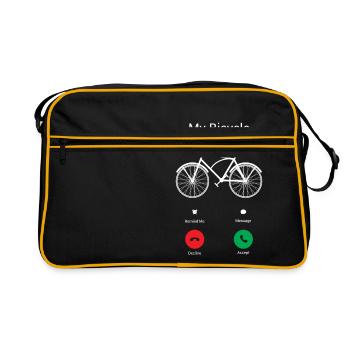 Mein Fahrrad ruft! - Retro Tasche - Schwarz/Gold - Vorne