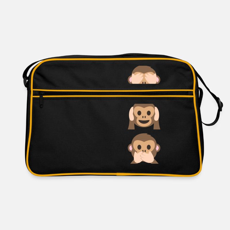 Limitierte Auflage von Monkey Emoji - Retro Tasche - Schwarz/Gold