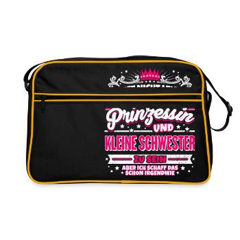 Prinzessin und kleine Schwester - Retro Tasche - Schwarz/Gold - Vorne