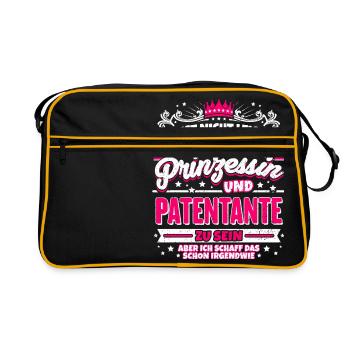 Prinzessin und Patentante - Retro Tasche - Schwarz/Gold - Vorne