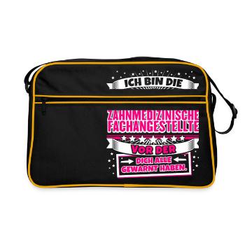 Lustige Verrückte Zahnmedizinische Fachangestellte - Retro Tasche - Schwarz/Gold - Vorne