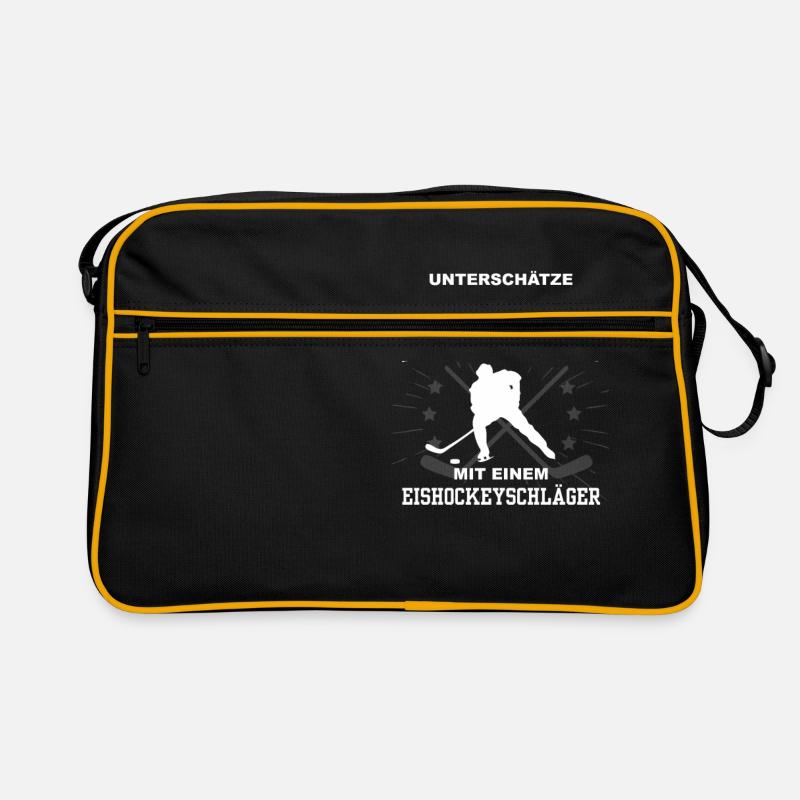 Unterschätze nie einen Mann mit Eishockeyschläger - Retro Tasche - Schwarz/Gold