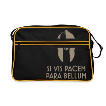 Spartan Helm latin motto Si Vis Pacem Para Bellum - Retro Bag - black/gold - Front