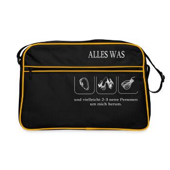 Alles was ich brauche - Klettern - Retro Tasche - Schwarz/Gold - Vorne