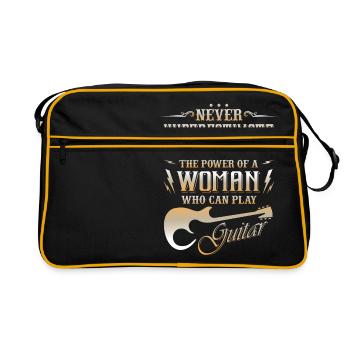 Never underestimate the power of a guitar woman - Sac Retro - noir/or - Devant