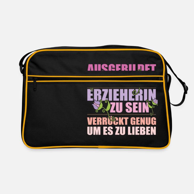 Ausgebildet um eine Erzieherin zu sein - Retro Tasche - Schwarz/Gold