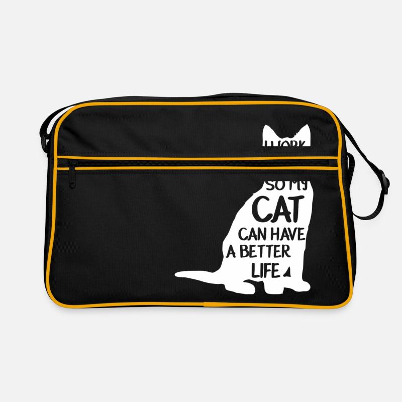 katze mit spruch - Retro Tasche - Schwarz/Gold