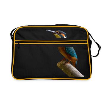 martin-pêcheur oiseau pic pic martin-pêcheur - Sac Retro - noir/or - Devant