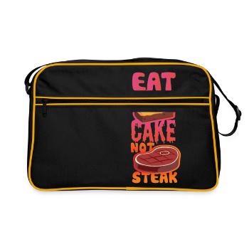 Eat Cake not Steak - Retro Tasche - Schwarz/Gold - Vorne